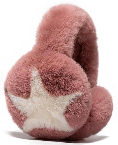 Bagkeak Fuzzy Earmuffs for Women Foldable Trendy Star Pattern Ear Covers Plush Headband Outdoor Windproof Cute Ear Warmers - Image 1