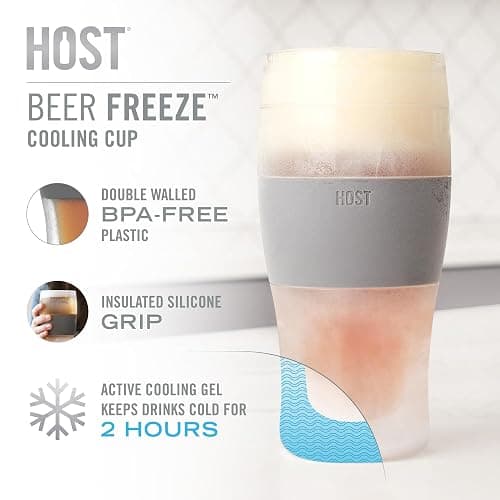 Host FREEZE Beer Glasses, Frozen Beer Mugs, Freezable Pint Glass Set, Insulated Pint Glass to Keep Your Drinks Cold, Double Walled Insulated Glasses, Tumbler for Iced Coffee, 16oz, Set of 2, Black thumbnail 6