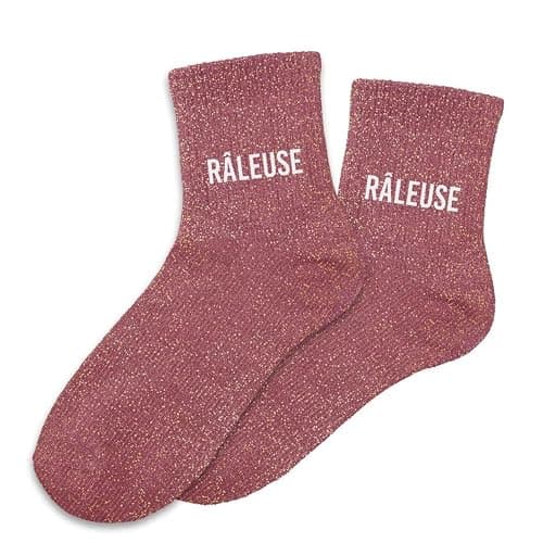 Chaussettes roses paillettes "Râleuse" - Image 1
