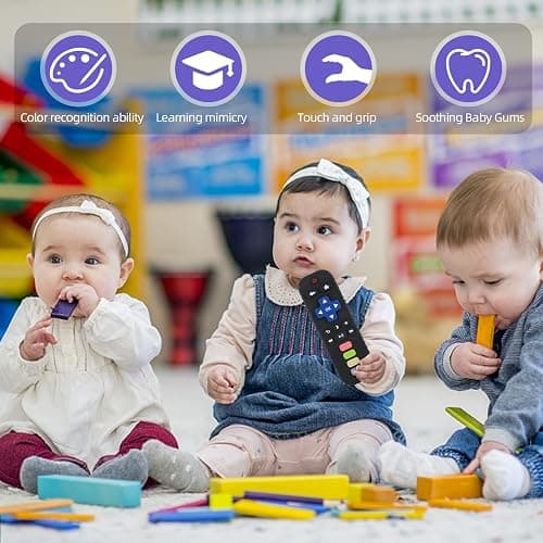 Chuya Baby Teether Toy Chew Toys for Babies 3-24 Months TV Remote Control Shape Teething Relief for Infants (Black) thumbnail 7