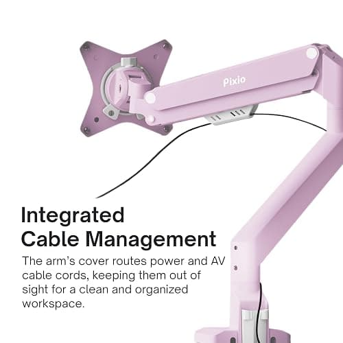 Pixio PS1S Wave Pink Single Monitor Arm Stand Desk Mount - Fits up to 32 inches Monitors and up to 19.8lbs. VESA Compatibility and Integrated Cable Management thumbnail 5