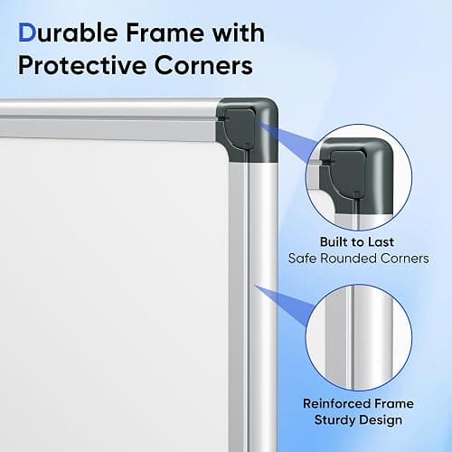 VUSIGN 24" x 18" Magnetic Whiteboard for Wall, Dry Erase Board with Silver Frame, Hanging White Board for Office, Home, School, Dorm – Includes Markers, Magnets & Eraser thumbnail 5