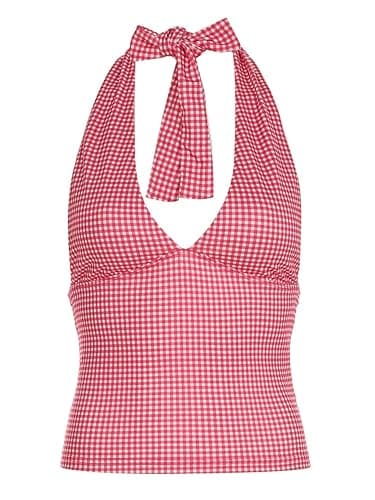 EMMIOL Halter Tops for Women Summer Crop Deep V Neck Blackless Tank Top Going Out Y2k Coquette Clothes thumbnail 4