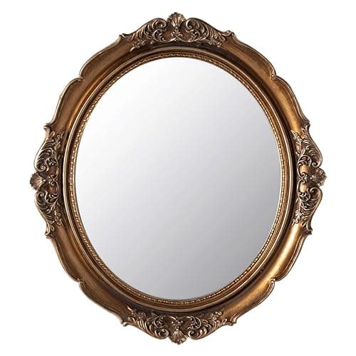 Funerom 12.8 x 14.3 inch Vintage Decorative Wall Mirror, Hanging Mirrors for Bedroom Living-Room Dresser Decor, Oval (Antique Gold) - Image 1