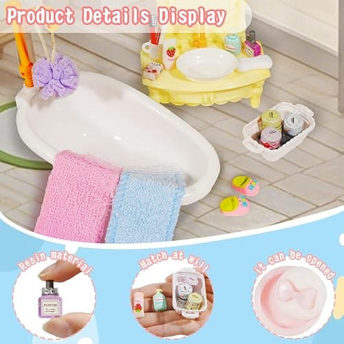 25 Pcs 1 12 Scale Miniature Bathroom Accessories Mini House Bathroom Set Mini Hair Dryer Brush Comb Mirror Perfume Toothpaste Toothbrush Makeup Set for Mini House Bathroom Decoration thumbnail 4