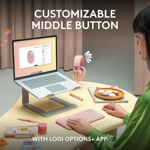 Logitech Pebble Mouse 2 M350s Slim Bluetooth Wireless Mouse, Portable, Lightweight, Customizable Button, Quiet Clicks, Easy-Switch for Windows, macOS, iPadOS, Android, Chrome OS - Tonal White thumbnail 4