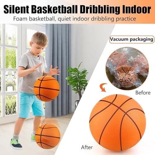 Sprstar Silent Basketball Size 7 (29.5") - Upgrade Foam Basketball Arcade Game Indoor,Ball for Quiet Dribbling and Indoor Training,Pro PU Foam Ball – Higher Bounce thumbnail 6