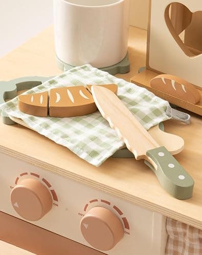ROBUD 16pcs Kids Play Kitchen Knife Set - Wooden Cooking Playset, Montessori-Inspired Pretend Kitchen Toys for Toddlers, Role Play Gift for Boys and Girls thumbnail 5