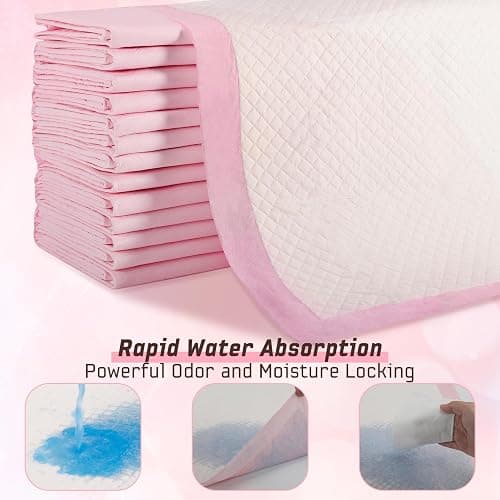Tivcck Puppy Pads,Disposable Puppy Training Pads,Super Absorbent Leak-Proof Dog and Puppy Pet Training Pads,Pink Puppy Pads for Puppies,Dogs,Cats,Rabbits(24" X 24" - 40PCS) thumbnail 5