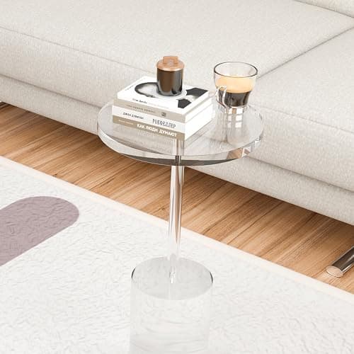DigDozer Acrylic End Table, Modern Minimalist Acrylic Side Tables, Clear Side Table for Living Room, Bedroom, Office, Drink Table (12" D x 12" W x 21" H, Transparent) thumbnail 2