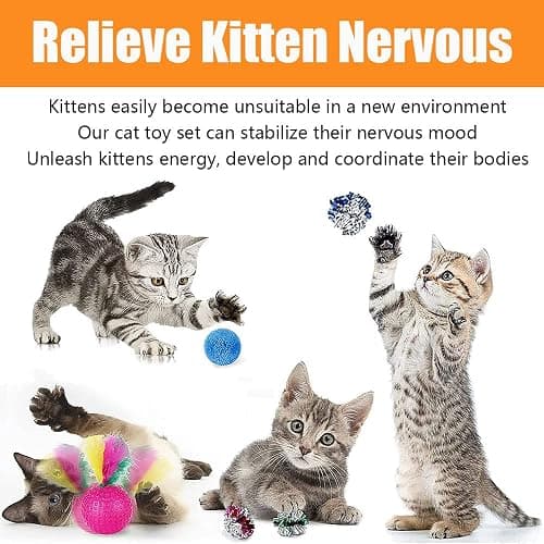 21 Pcs Cat Toys for Indoor Cats Collapsible Cat Tunnel Interactive Feather Teaser Wand Ball Toy for Kitten Cats thumbnail 3