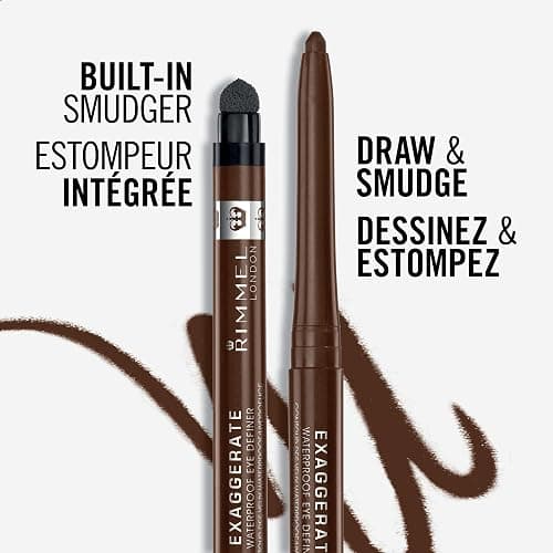 Rimmel London - Exaggerate Waterproof Eye Definer, built-in smudger & sharpener, creamy matte finish, Up to 10H, long-lasting, 100% Cruelty-Free, Black - 261 (Uncarded) thumbnail 6