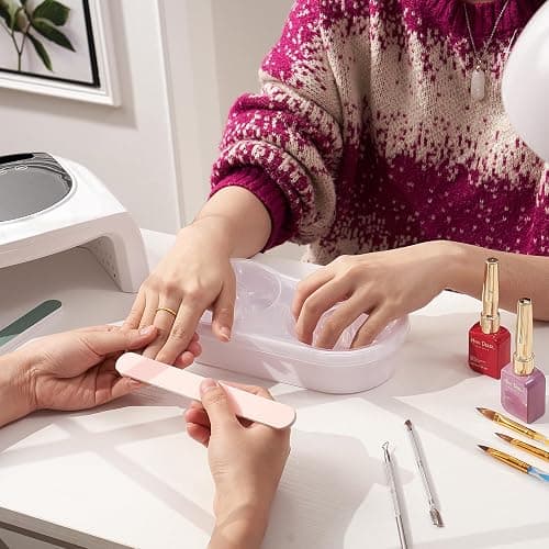Dual Nail Soaking Bowl Acetone Proof: Soak Off Gel Nail Polish Dip Powder Remover Bowl- Cut the Soaking Time in Half Manicure Bowl for Salon Home (D2-White) thumbnail 5