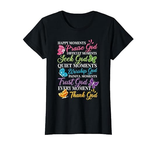 Praise Seek Worship Trust Thank God Bible Religous Quote T-Shirt - Image 1