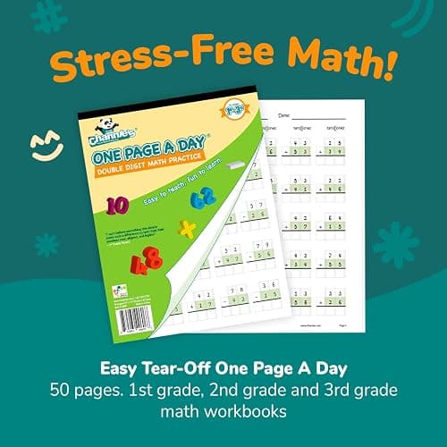 Channie's One Page A Day Double Digit Math Problem Workbook for 1st Graders, 2nd Graders, and 3rd Grade Simply Tear Off On Page a Day For Math Repetition Exercise! Addition and Subtraction Workbook thumbnail 2