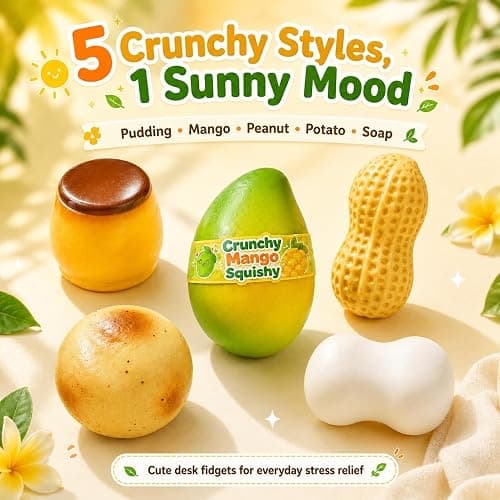 5Pack Crunchy Squishy, Squeeze Stress Squishies Set Asmr Bead Filled | Slow Rising Squeeze Anxiety Relief Party Portable Rebound Calming Tool for Adults thumbnail 2