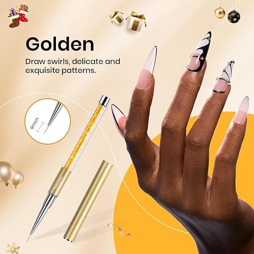 Beetles Gel Polish Nail Art Liner Brushes 5Pcs Painting Art Design Pen Set Diamond Application Rhinestone Handle Dotting Drawing Sizes 5 7 9 11 20mm Nail Design Gift for Women thumbnail 4