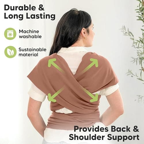KeaBabies Baby Wrap Carrier - All in 1 Original Baby Carrier Newborn to Toddler Sling, Easy to Wear, Hands Free Bonding, Lightweight, Breathable Infant Wraps (Terracotta) thumbnail 5