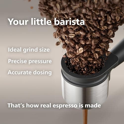 Philips Baristina Espresso Machine, Grind, Tamp & Brew Coffee Beans in One Swipe, Compact, 16 Bar Pump Pressure, Automatic Grinder, Natural White with Ash Wood Portafilter (BAR302/20) thumbnail 5