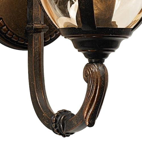 John Timberland Bellagio European Outdoor Carriage Light Fixture Vintage Bronze Curved Arm Hammered Glass Sconce for Exterior House Porch Patio Outside Deck Garage Yard Front Door Garden Home thumbnail 8
