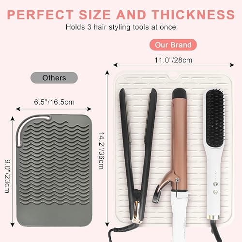 AMIJEAL Oversize Silicone Heat Resistant Mat for Hair Tools(14.2" x 11") | Curling Iron Mat, Hot Tools Holder, Portable Flat Iron Hair Straightener Pad Cover for Travel Vanity Salon thumbnail 5