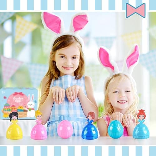 Uiseba 12 PCS Princess Prefilled Easter Eggs, Easter Basket Stuffer,Hunt Gifts for Kids, Classroom Prize and Party Favors thumbnail 2