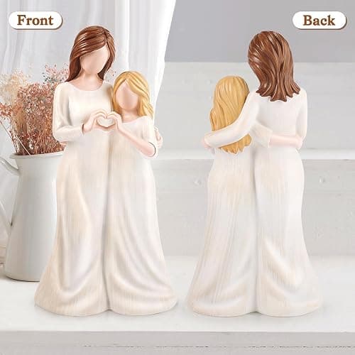 Mum Daughter Figurine Mother Daughter Figurine Mum Gifts Figures from Daughter, Close to Me Best Mum Gift for Mothers Day for Bride Present Hand-Painted Figurines Mum and Daughter (Beige) thumbnail 2