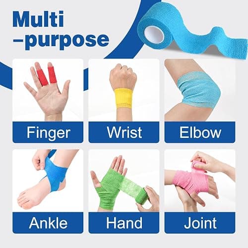 AZEN 20 Pack Self Adhesive Bandage Wrap, Elastic Cohesive Bandage Wrap, Color Athletic Tape, Vet Wrap, Ankle Tape thumbnail 3