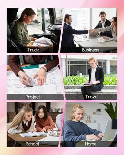 Portable Printers Wireless for Travel, A285M Bluetooth Inkless Thermal Printer Support 8.5" X 11" & A4 Thermal Paper, Small Mobile Printer Compatible with iPhone Android Laptop for Home Receipt, Pink thumbnail 8