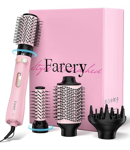 Farery 4-in-1 Rotating Blow Dryer Brush Set | Oval Volumizing Barrel, 1.5" & 2" Rotating Brushes, and Diffuser | All-in-One Hot Air Brush for Fast Drying, Volumizing, and Smoothing - Image 1