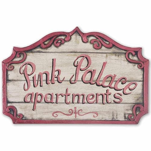 Coraline Pink Palace Apartments Decorative Wood Wall Decor - Vintage Coraline Sign for Home - Image 1