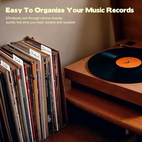 20 Pcs Vinyl Record Dividers, 31.5x34cm Plastic Record Divider with Tabs, Reusable LP Organizers DIY Blank Album Vinyl Separators for 33 RPM LP Organization, White - White thumbnail 5