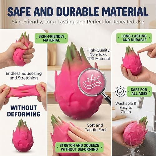 Dragon Fruit Squishy - Giant Dragonfruit Squishy Jumbo for Adults thumbnail 5