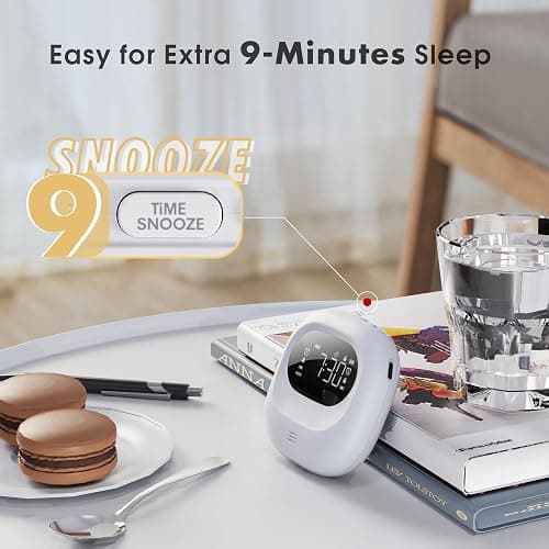 Bed Shaker Alarm Clock for Bedroom - Compact Wireless Alarm Clock with Child Lock for Traveling, 3 Vibration Levels Rechargeable Alarm Clock, LCD Display with Big Snooze, 12/24Hr & DST thumbnail 7