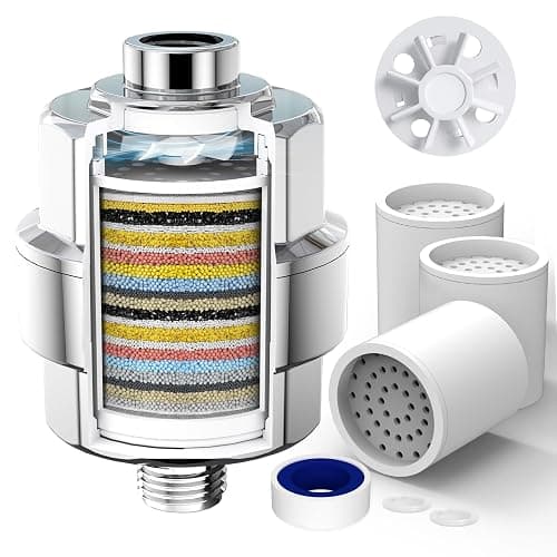 20-Stage Shower Filter-Shower Head Filter for Hard Water, with 3 Replaceable Filter Cartridges, High Output Shower Water Filter for Removing Chlorine and Fluoride, Polished Chrome - Image 1