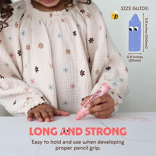 Honeysticks Super Jumbo Crayons (6 Pack) - 100% Pure Beeswax, Non Toxic Crayons for Toddlers 1-3, Extra Large Crayon Size, Easy to Hold and Use, Unbreakable Toddler Crayons, Eco-Friendly thumbnail 5