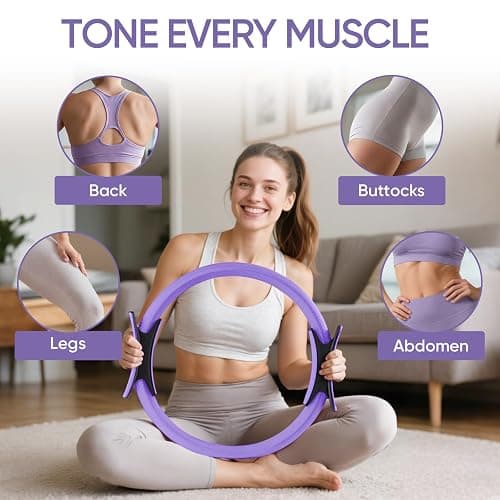 ElaraFit Home Pilates Kit for Women Pilates Equipment Ring and Ball Set Magic Circle Hoop with 5 Resistance Bands Compact Toning Fitness Essentials Starter Set Accessories thumbnail 4