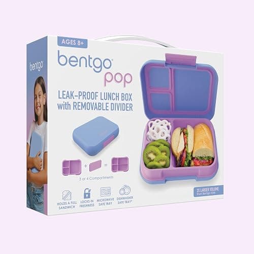 Bentgo Pop - Leak-Proof Lunch Box & Removable Divider for Ages 8+ & Teens - Lunch Container Holds 5 Cups of Food; 3-4 Compartments; Microwave/Dishwasher Safe; 2 Year Warranty (Periwinkle/Pink) thumbnail 7