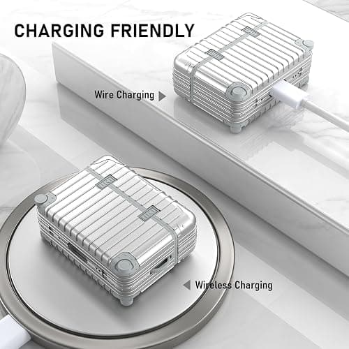 AirPods Pro 2 Case Cover, KOREDA Cute Funny Suitcase Design Hard Case for Airpods Pro 2nd Generation/1st Generation (2023/2022/2019) with Cleaner Kit, Silver thumbnail 4