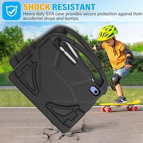 SUPLIK Kids Case for iPad A16 11-Inch 2025 (11th Gen) & iPad 10th Generation (10.9" 2022), Durable Shockproof Stand Cover with Screen Protector/Pencil Holder/Handle for Kids, Black thumbnail 5