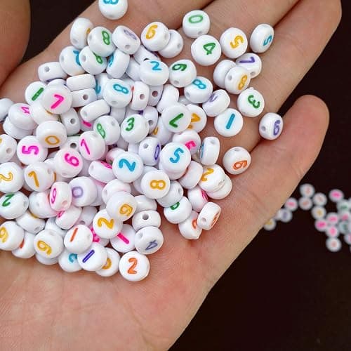 Amaney 700Pcs 7x4mm 7 Colors Mixed Number Beads Acrylic Round Shape Each Color 100Pcs thumbnail 4