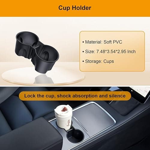 BANKKY Center Console Organizer Tray 5PCS for Tesla Model Y Accessories 2024-2020(Not Fit 2024 2025 Model Y Juniper) Armrest Storage Tray, Hidden Storage Box, Cup Holder Insert, Under Seat Storage Box thumbnail 6
