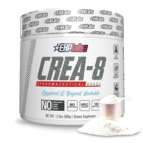 EHP Labs CREA-8 Micronized Creatine Monohydrate Powder - Unflavored Creatine Powder for Muscle Growth, Increased Strength, Enhanced Energy Output and Improved Performance - 100 Servings (500g) - Image 1