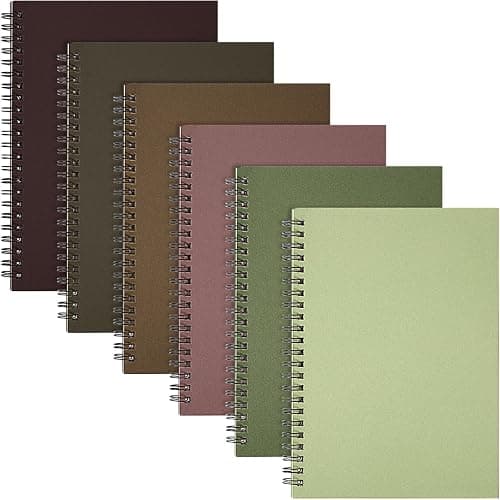 Fuutreo 6 Pack B5 Spiral Notebooks 10.5 x 7.45 Inch College Ruled Aesthetic Journal Kraft Hardcover 70 Sheets (140 Pages) Spiral Notebook for Office Students Work Journaling(Fresh,Morandi) - Image 1