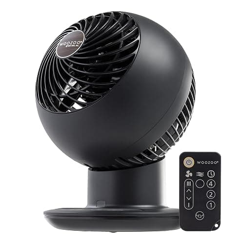 IRIS USA WOOZOO Air Circulator Fan with Remote, Oscillation, 5 Speeds, 82ft Max Air Distance, 90° Adjustable Tilt, 30db Quiet Motor, Small Fan for Bedroom, Office, Dorm, Black - 5-Speed - Black - Image 1