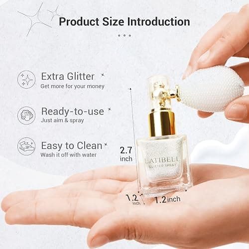LATIBELL Gold Body & Hair Glitter Spray with Refill Jar for Rave Makeup | Cosmetic Shimmer, For Hair, Body, Face, Clothes & Nails, Ideal for Festival, Party and Craft Design thumbnail 4