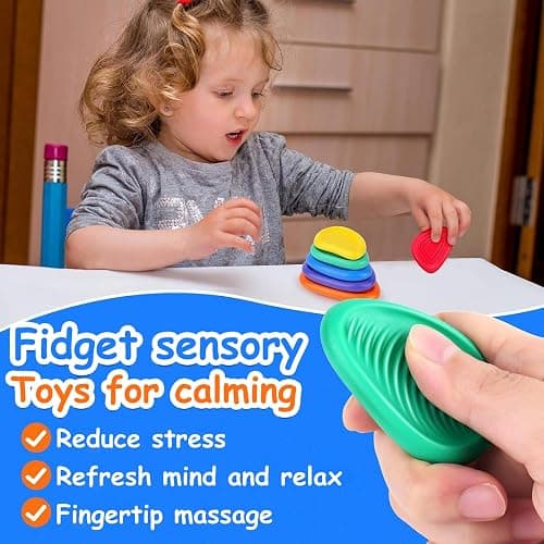 Generic 12 Pcs Fidget Toys Sensory Stone, Multicolor, 1 cm, Stress Relief, Anxiety, Autism, Focus, Sensory, Kids, Teens thumbnail 6