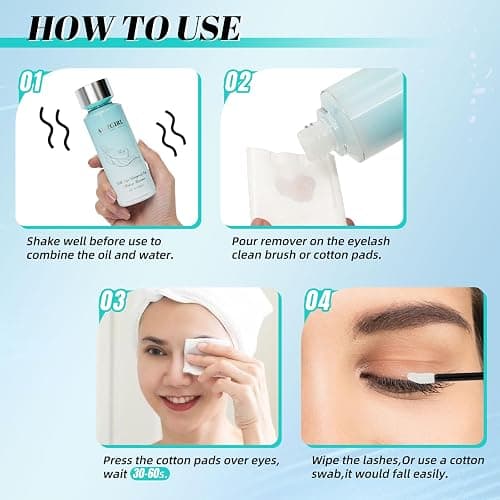 Eyelash Extension Remover,100ML Lash Cluster Remover for Lash Extensions,Individual Lashes Remover Non Irritating,DIY Eyelashes Clusters Glue Remover Oil,Eye Cleanser for Removal DIY Lash Extensions thumbnail 4