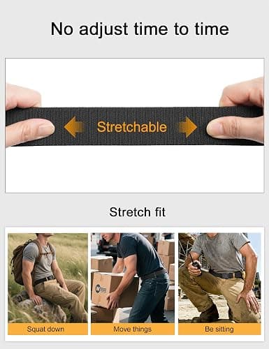 JUKMO Men's Stretch Tactical Belt, 1.5" Elastic Nylon Web with Flip Buckle | Quick Release Belt for Military Work Rigger Hiking thumbnail 4