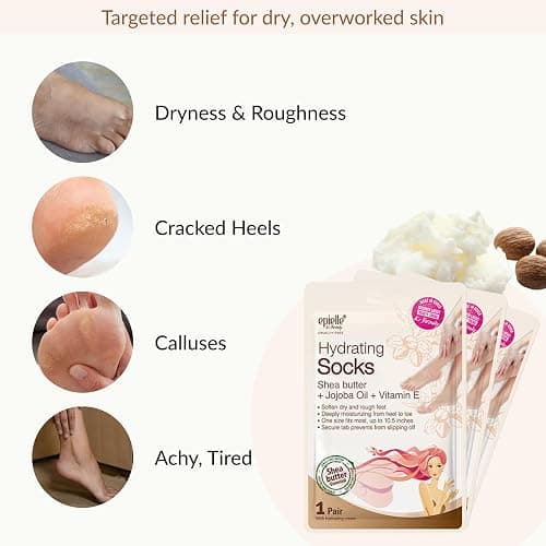 Epielle Hydrating Foot Mask 6 Pairs, Relieve and Soften with Shea Butter & Jojoba Oil, Deep Moisturizing Socks for Dry, Cracked Feet, Self Care Gifts for Women, Spa Kit, Stocking Stuffers thumbnail 4